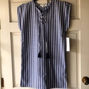 Love Tree Blue and White  Crisscross Striped Dress